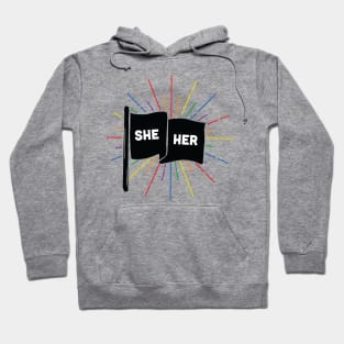 She/Her Pronouns Retro Flag Hoodie